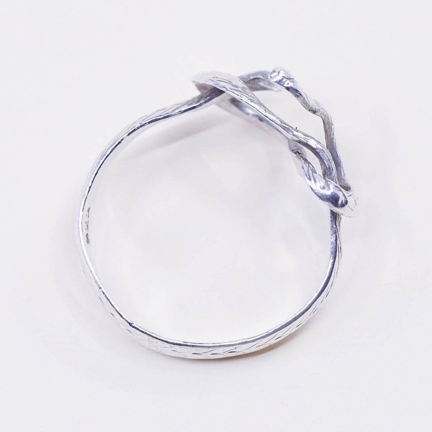 Size 7.75, vintage Sterling silver handmade ring, 925 silver snake band