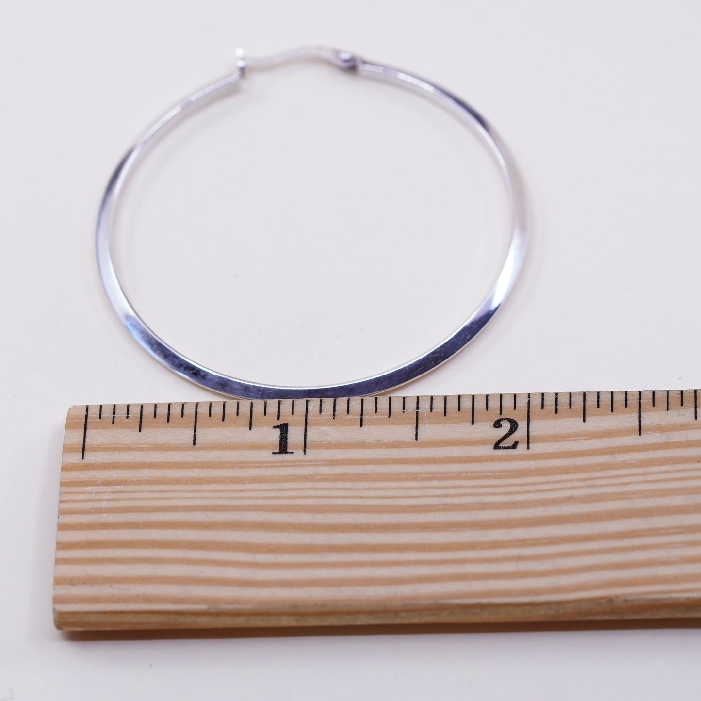 2” vtg JCM sterling silver loop earrings, fashion minimalist primitive hoops