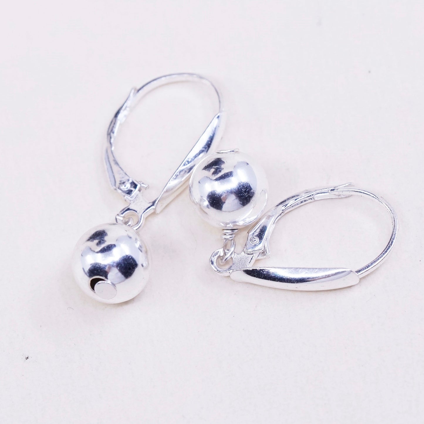Vintage FAS sterling silver handmade earrings, 925 silver beads dangles