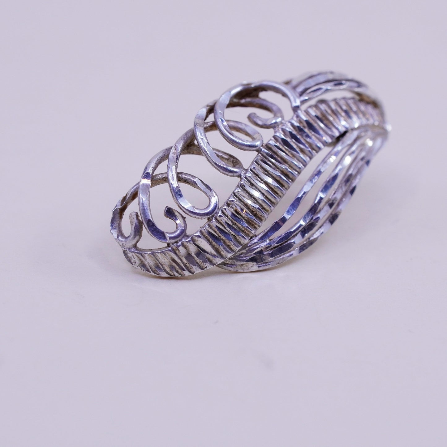 Vintage sterling silver handmade earrings, 925 studs with filigree swirly