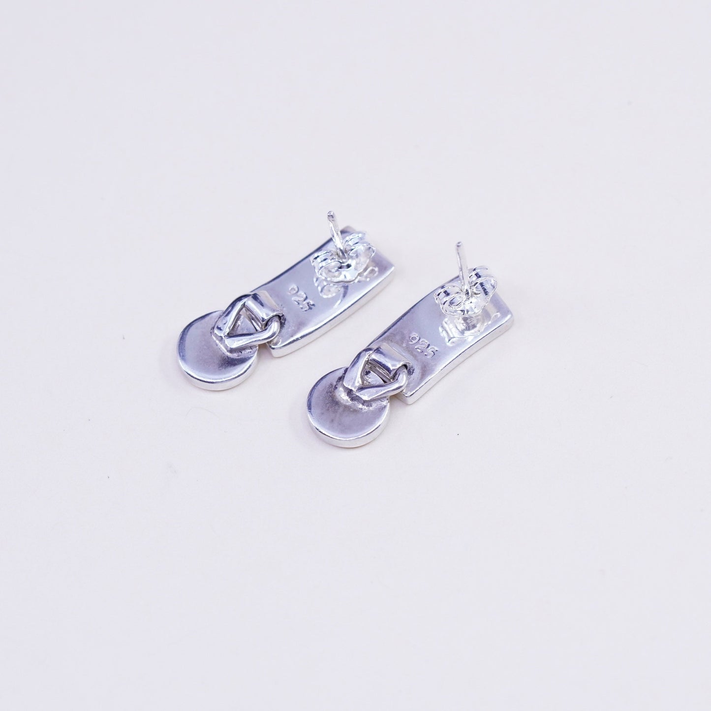 mexico sterling silver handmade earrings, 925 modern studs circle dangles