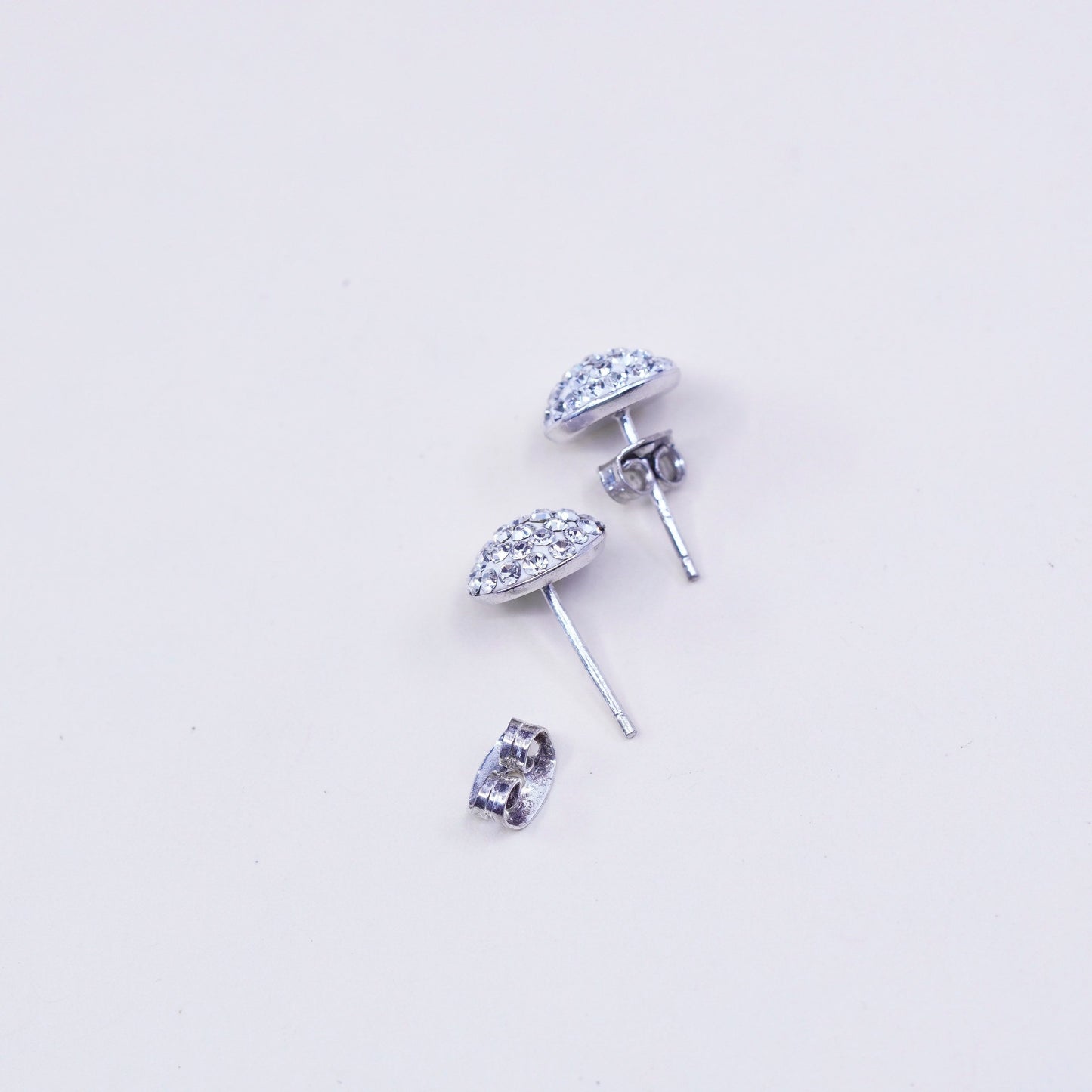 10mm, Vintage sterling silver cluster cz studs, fashion minimalist earrings