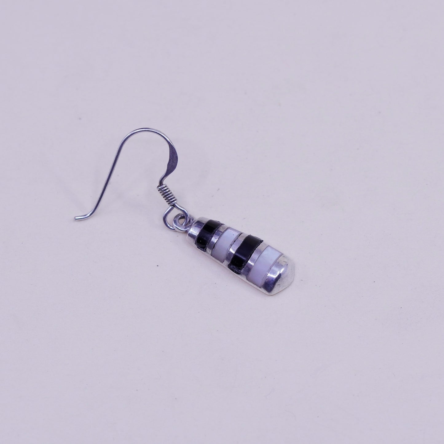 Vintage Sterling 925 silver earrings with obsidian mother of pearl