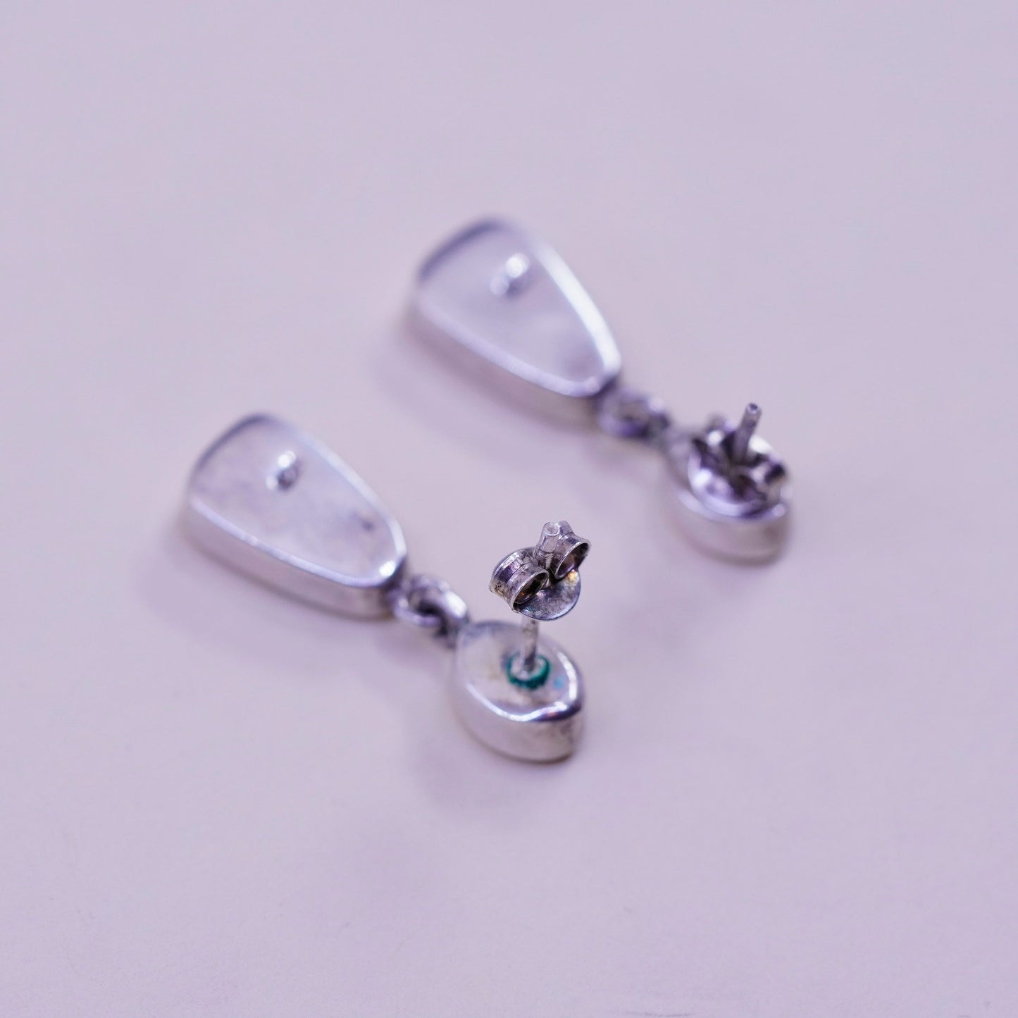 Vintage sterling 925 silver handmade earrings with mother of pearl