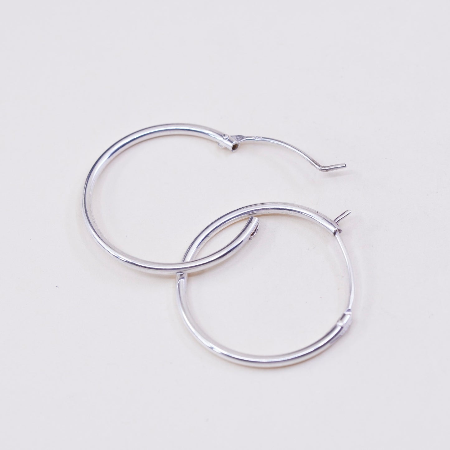 1.25”, Vintage sterling silver loop earrings, minimalist primitive hoops