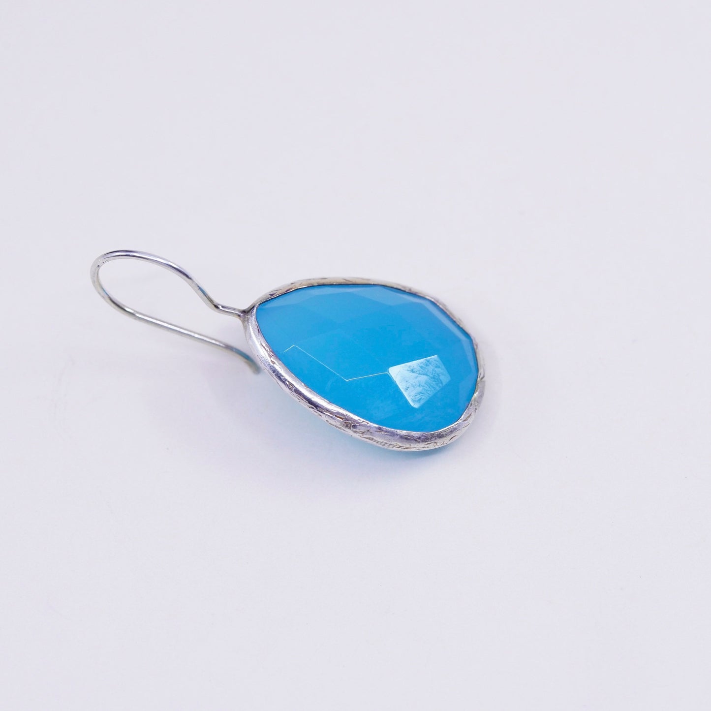 Vintage Sterling 925 silver handmade earrings with teardrop Chalcedony