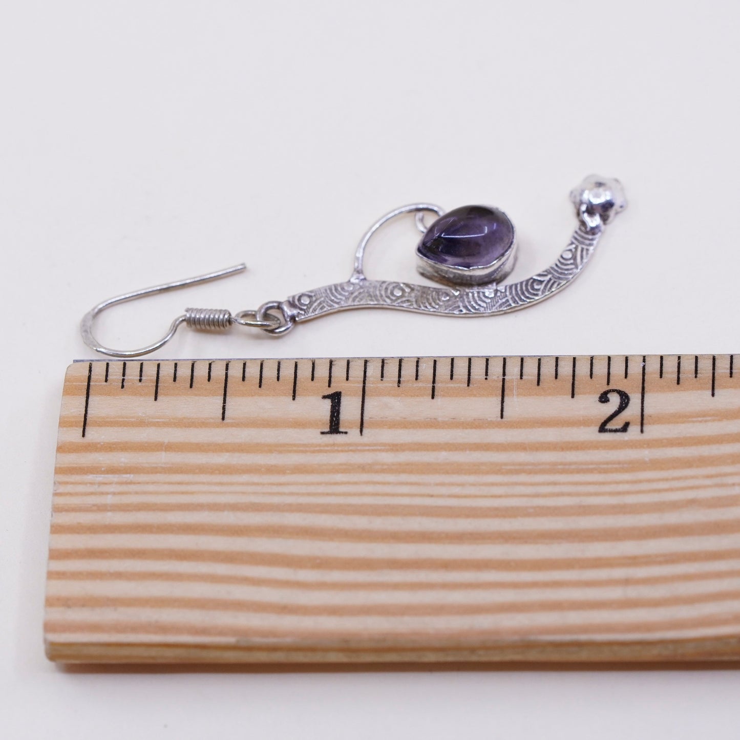 Vintage Sterling 925 silver handmade earrings with amethyst teardrops