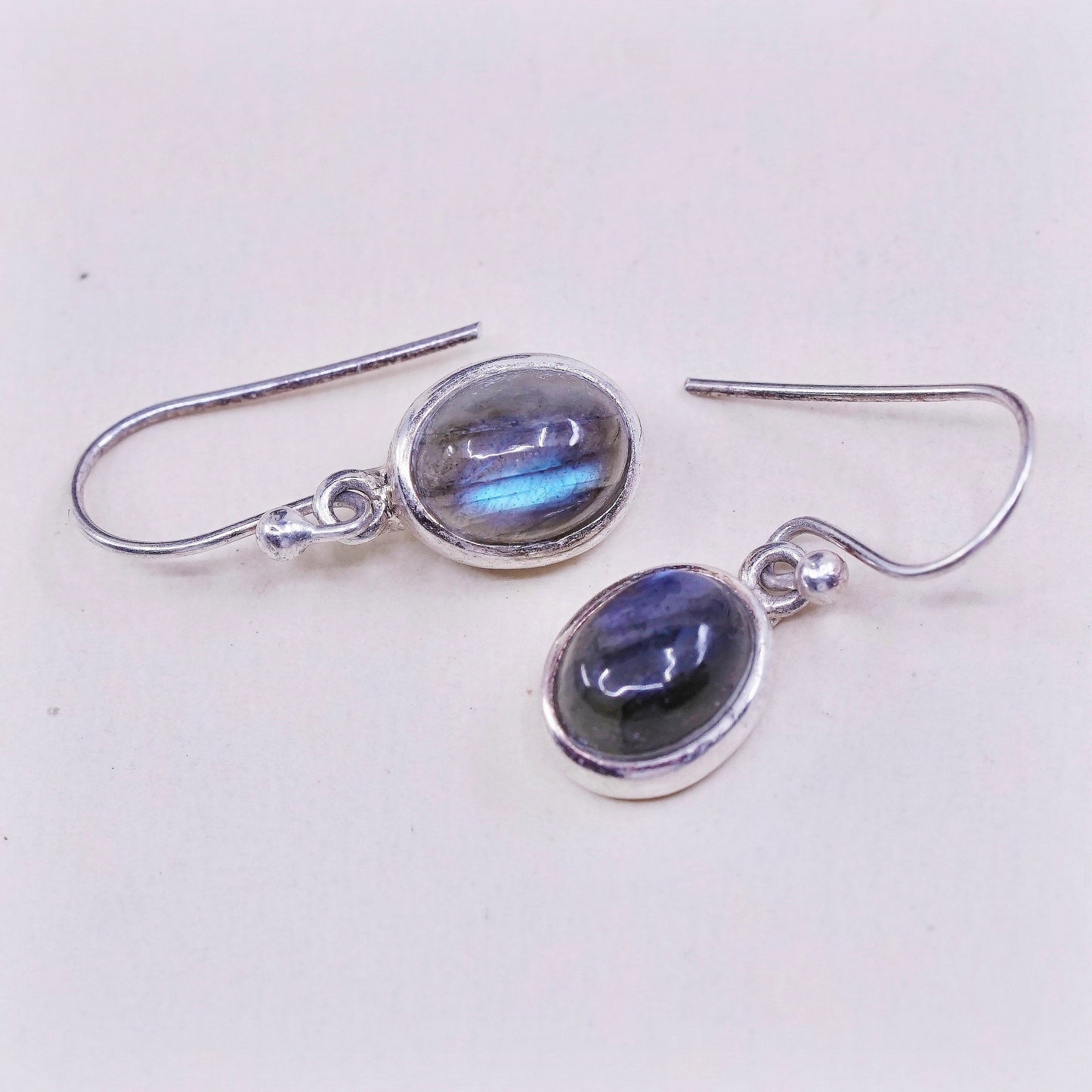 Vintage Sterling 925 silver handmade earrings with labradorite drops