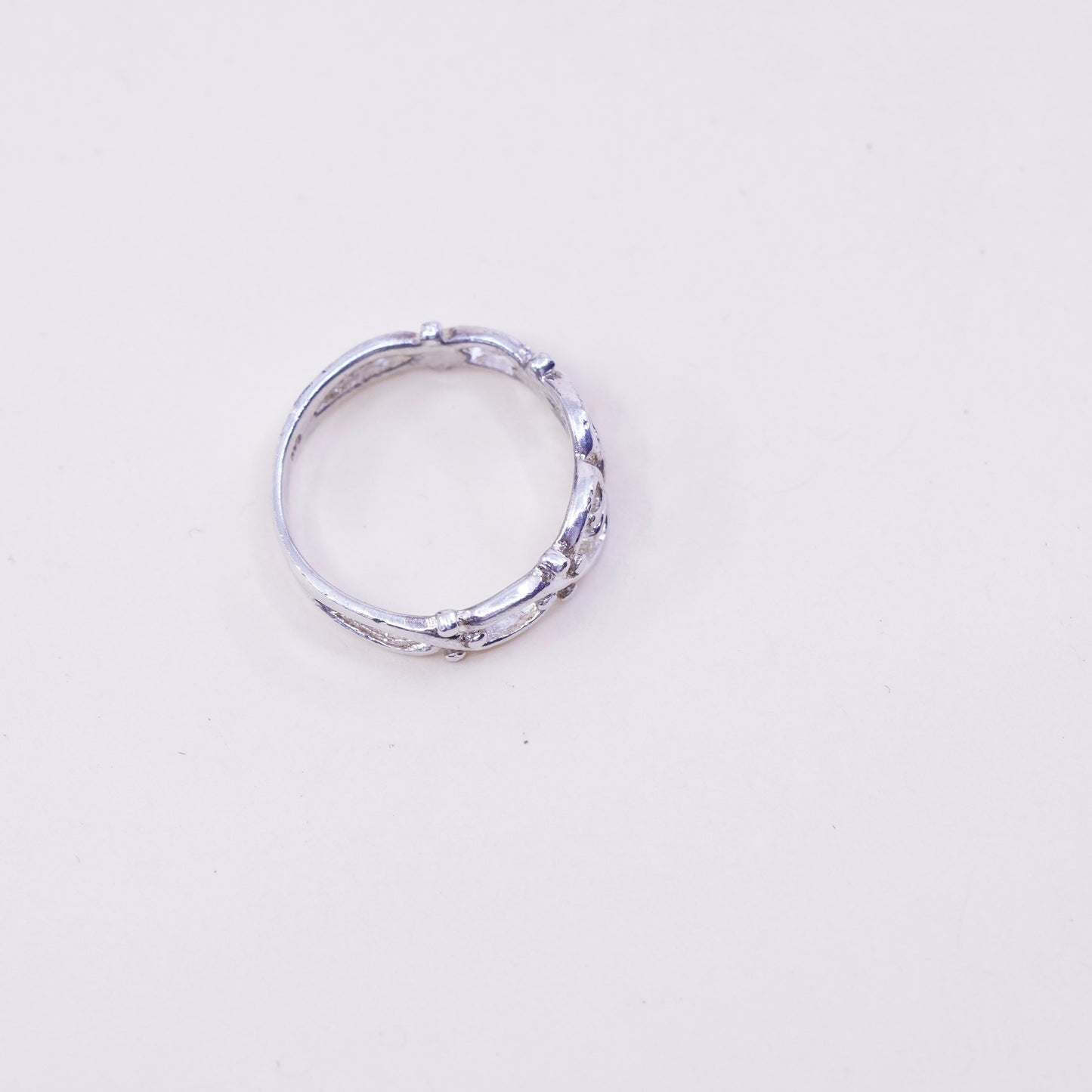 Size 6.75, vintage sterling silver handmade ring, filigree 925 band