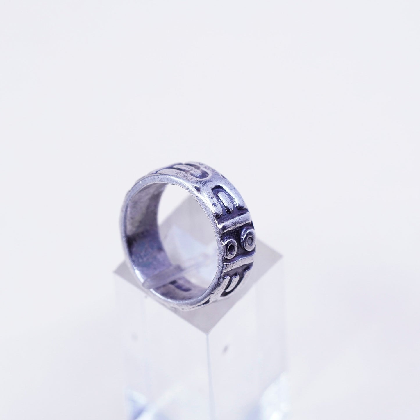 Size 7, vintage Hopi Sterling silver handmade ring, men’s patterned 925 band