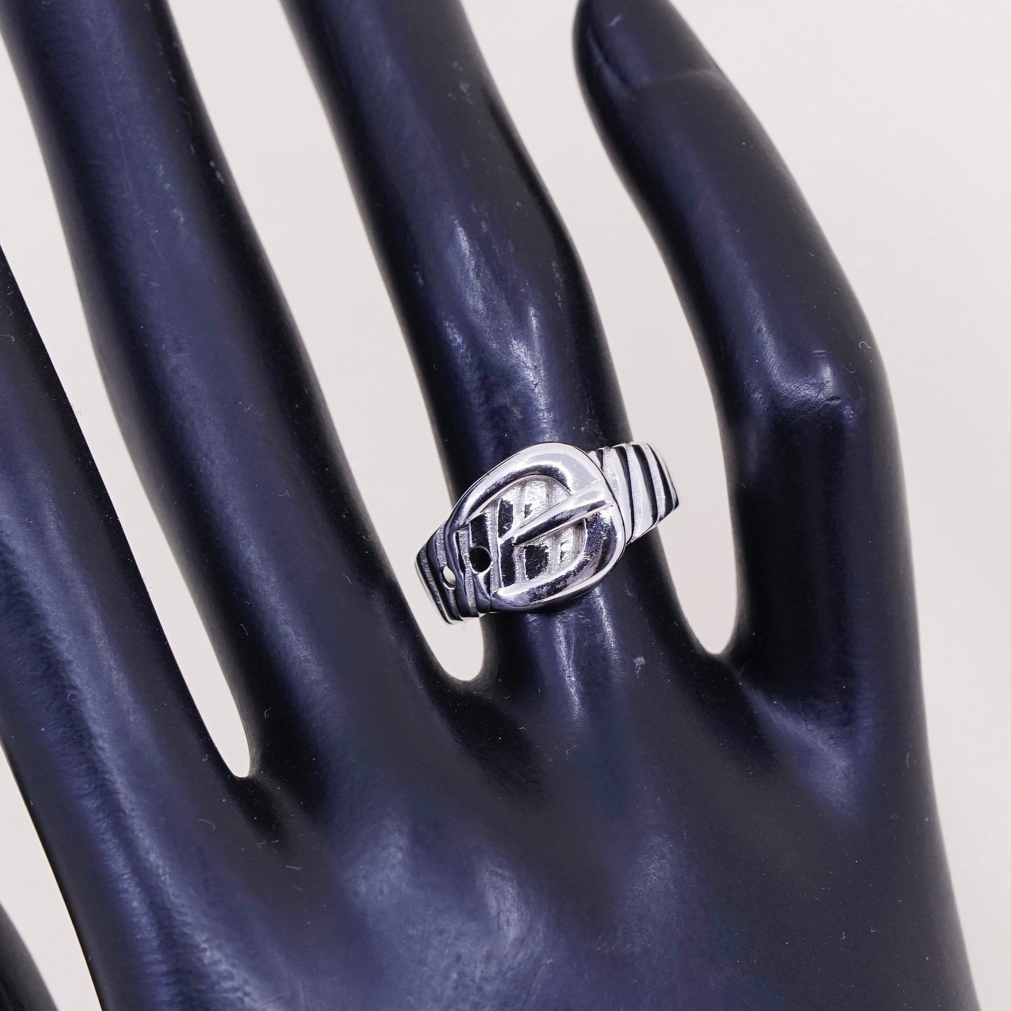 Size 6.25, Vintage sterling silver handmade ring, 925 belt band