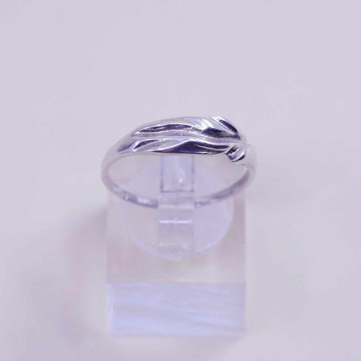 Size 8.5, Sterling silver handmade ring, 925 leaf band
