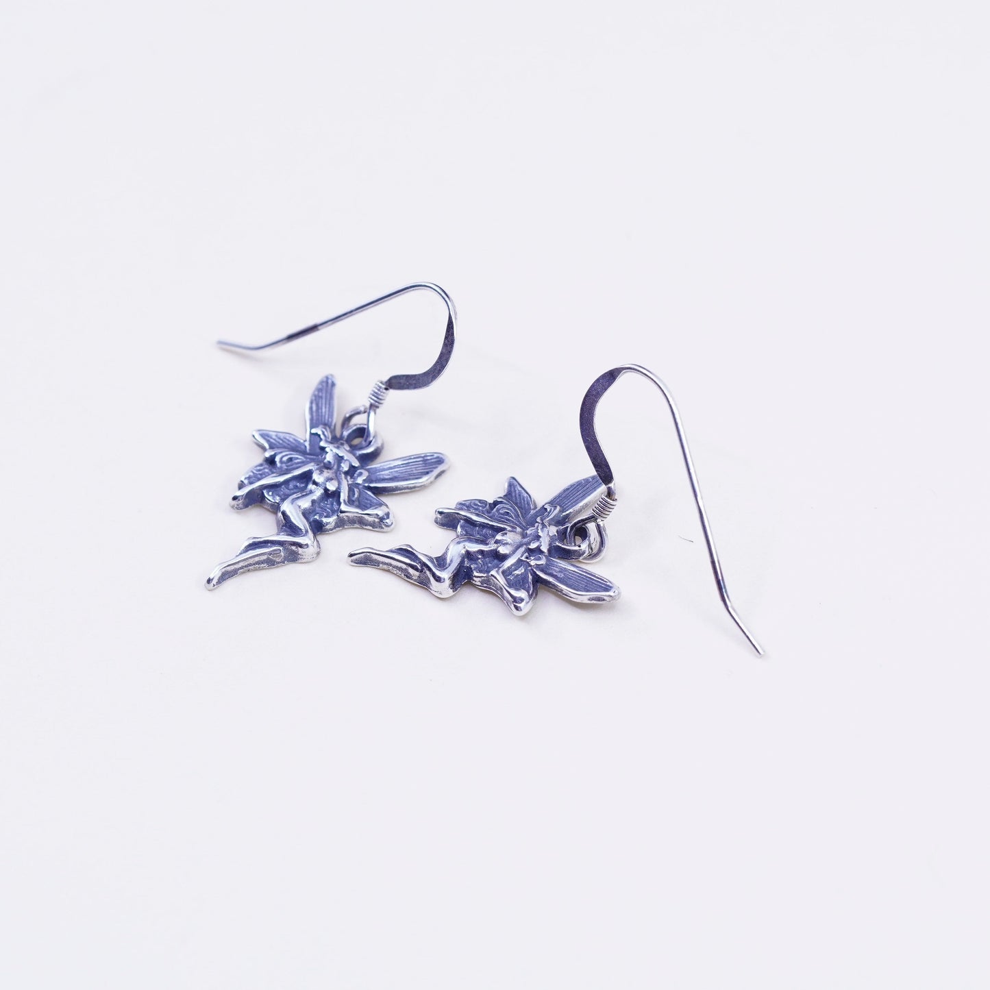Vintage sterling silver handmade earrings, 925 fairy