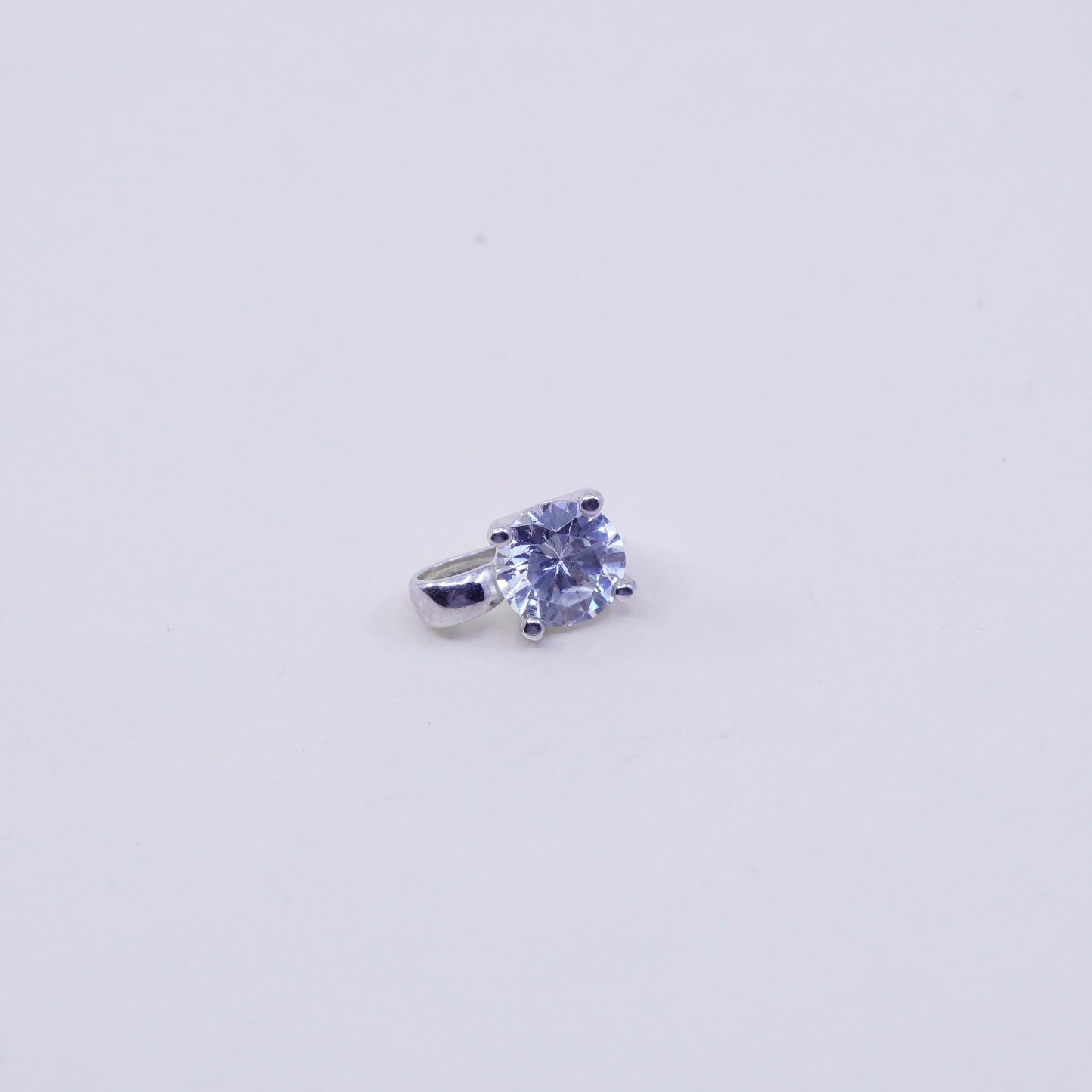 Vintage sterling silver cz crystal pendant, 925 charm