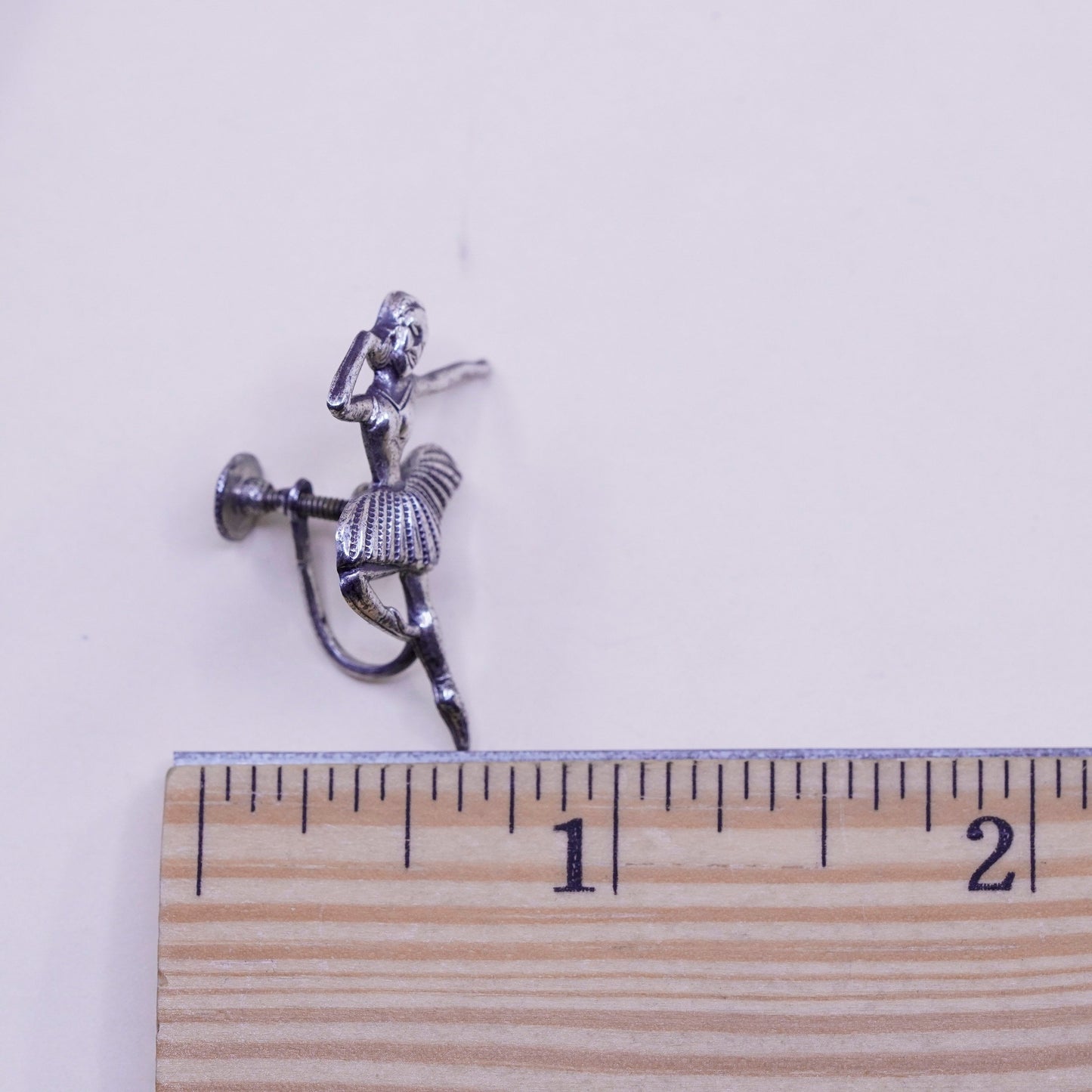 Vintage Beau Sterling silver handmade earrings, 925 screw back ballerinas