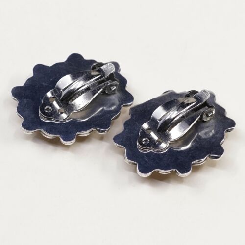 VINTAGE Mexico Handmade Sterling Silver, Solid 925 CLIP ON EARRINGS W Beads