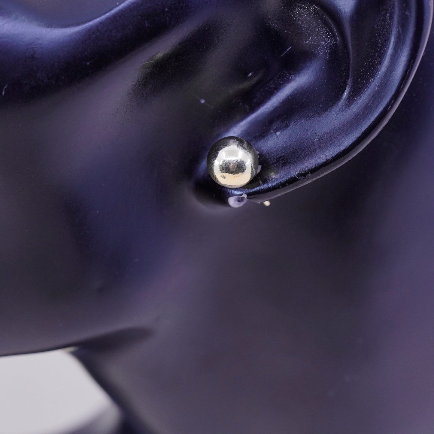 6mm, Vintage vermeil gold over sterling silver sphere studs, handmade 925 earrings, stamped 925