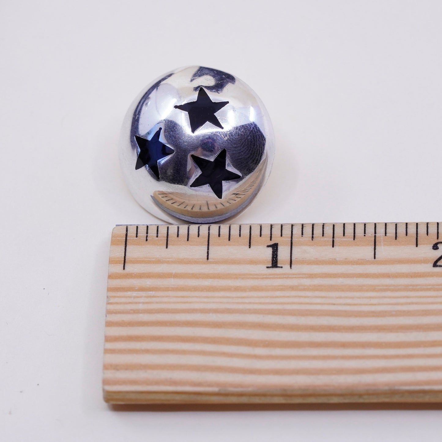 Sterling silver handmade earrings, Mexico 925 studs with black enamel stars