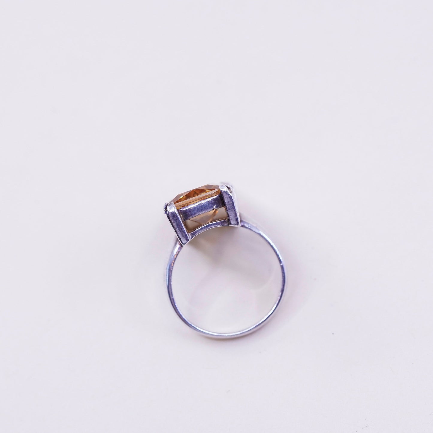 Size 6.25, vintage Sterling 925 silver handmade ring with citrine