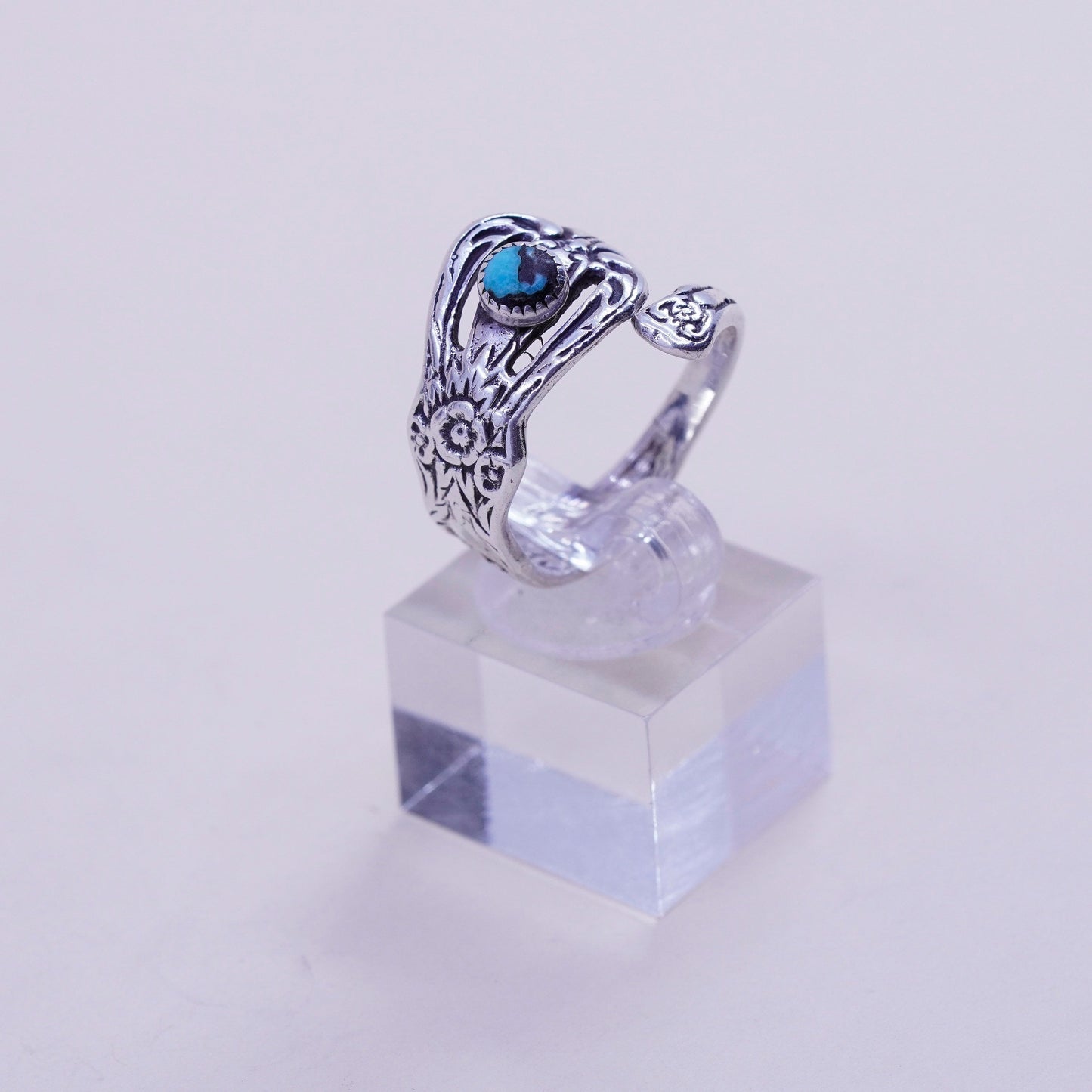 Size 9 , Native American sterling silver ring, handmade 925 wrap band turquoise