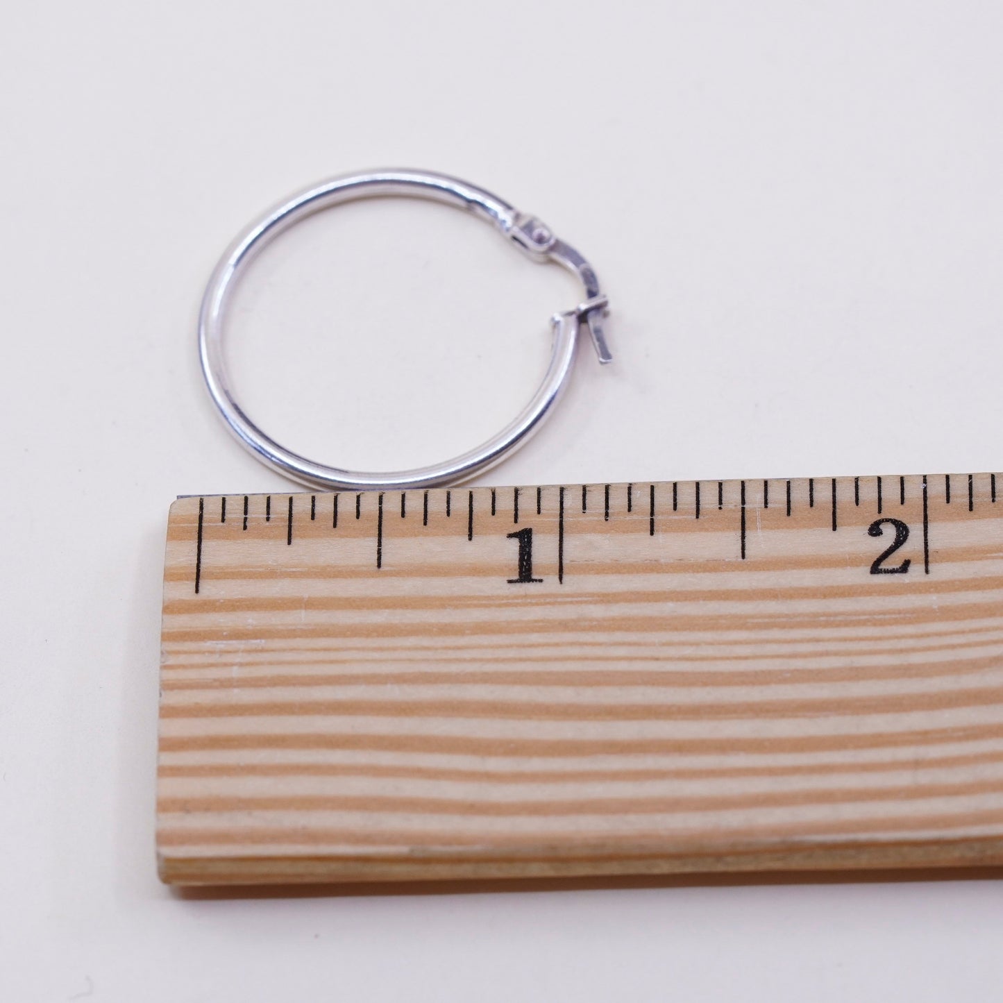 1”, Vintage sterling silver loop earrings, fashion minimalist primitive hoops