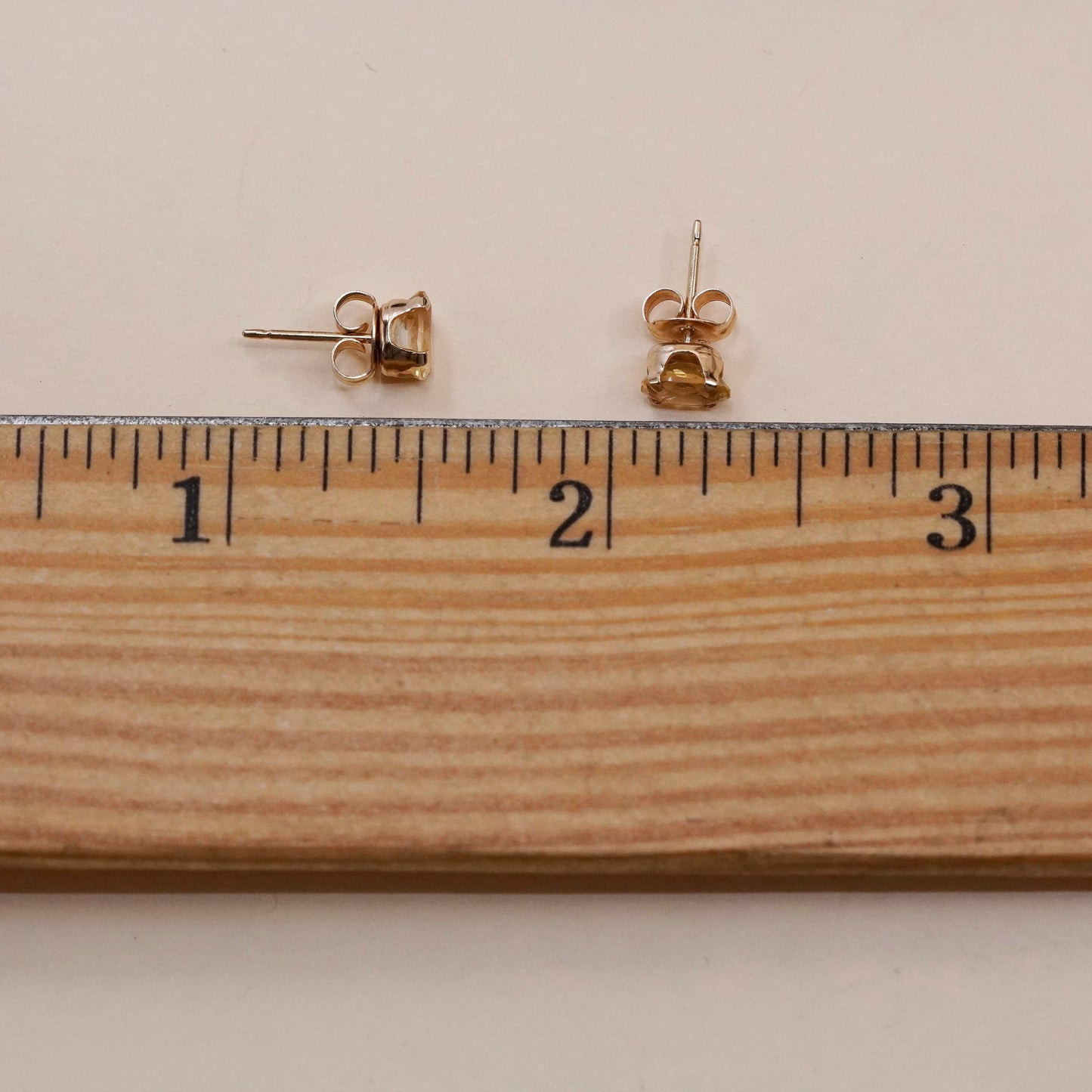 Vintage vermeil gold sterling silver studs with citrine, minimalist earrings