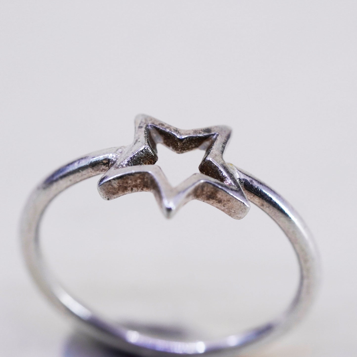 Size 7, vintage Sterling silver handmade ring, 925 star band