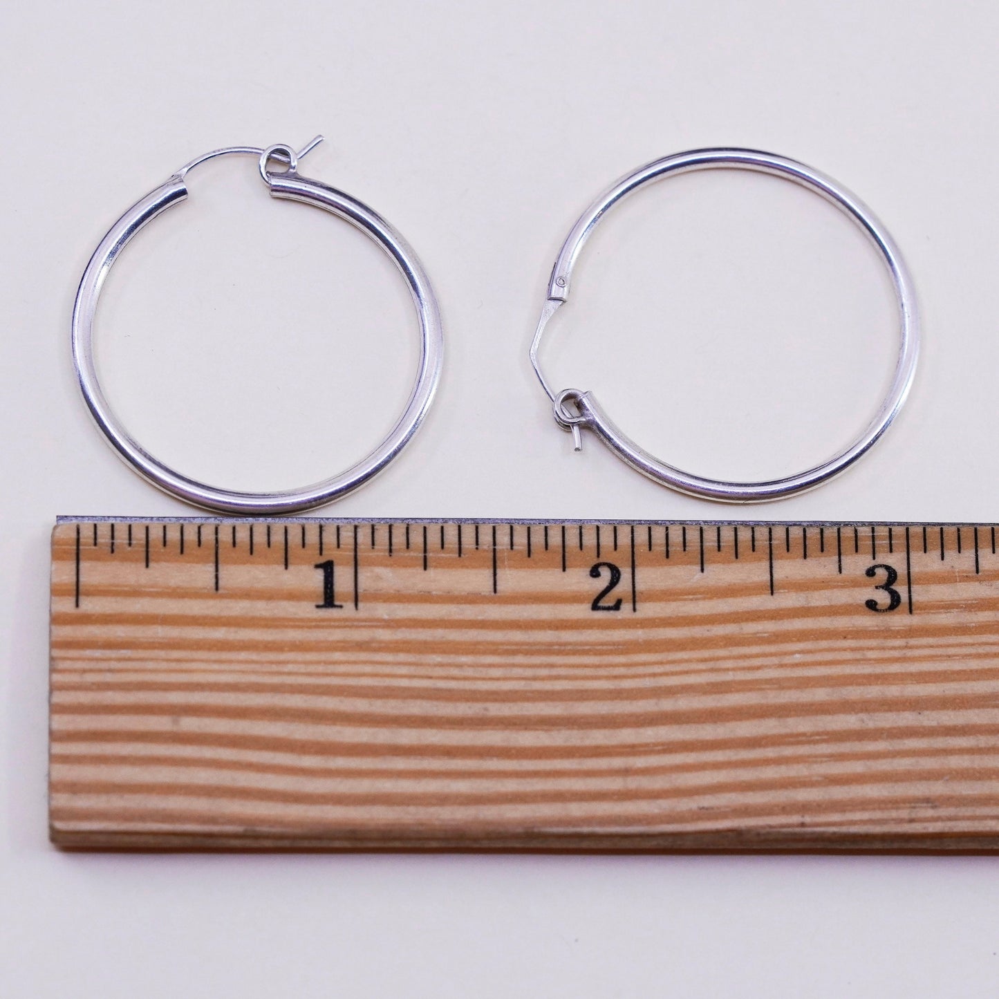 1.25”, Vintage sterling silver loop earrings, minimalist primitive hoops
