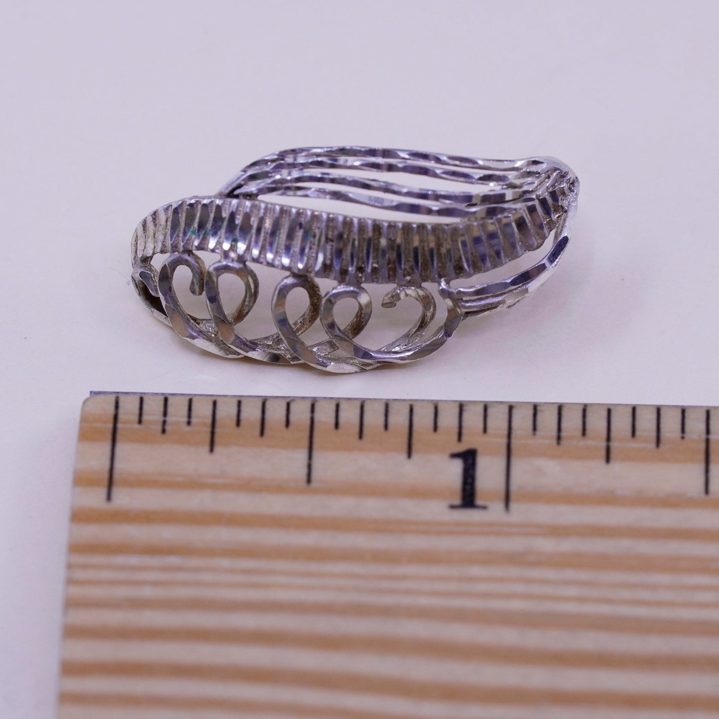 Vintage sterling silver handmade earrings, 925 studs with filigree swirly
