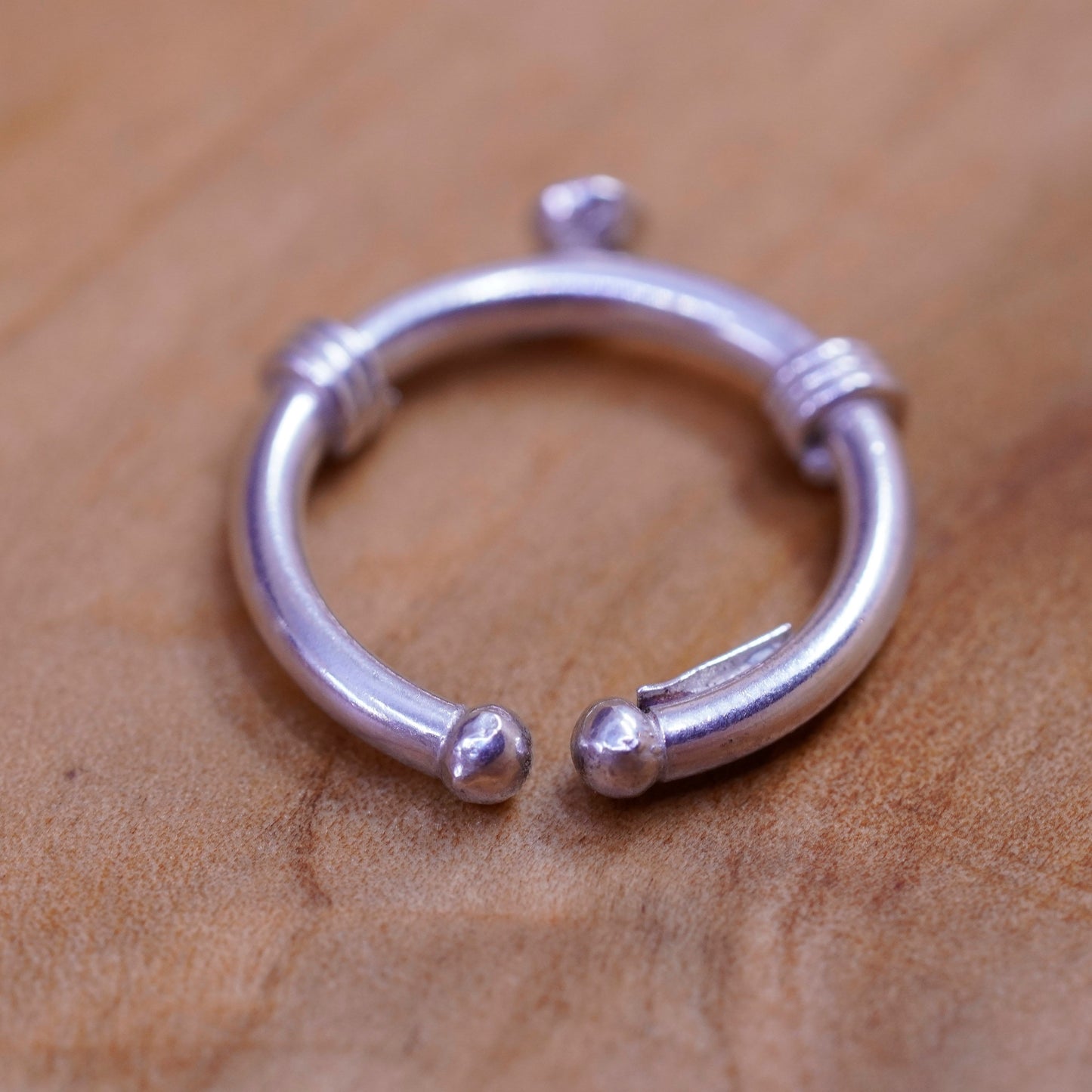 Size 1.5, Vintage Sterling silver handmade ring, 925 open band with cz