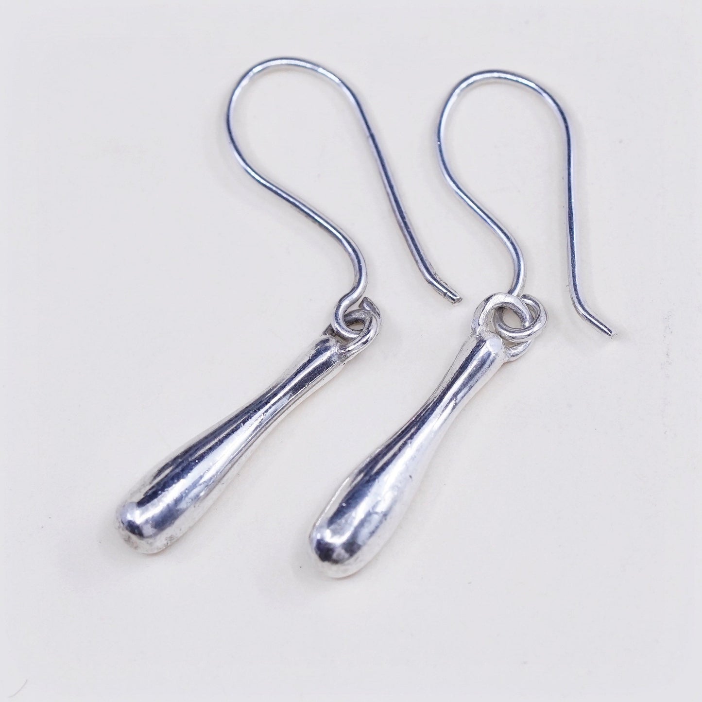 Vintage Sterling silver handmade earrings, 925 teardrop dangles
