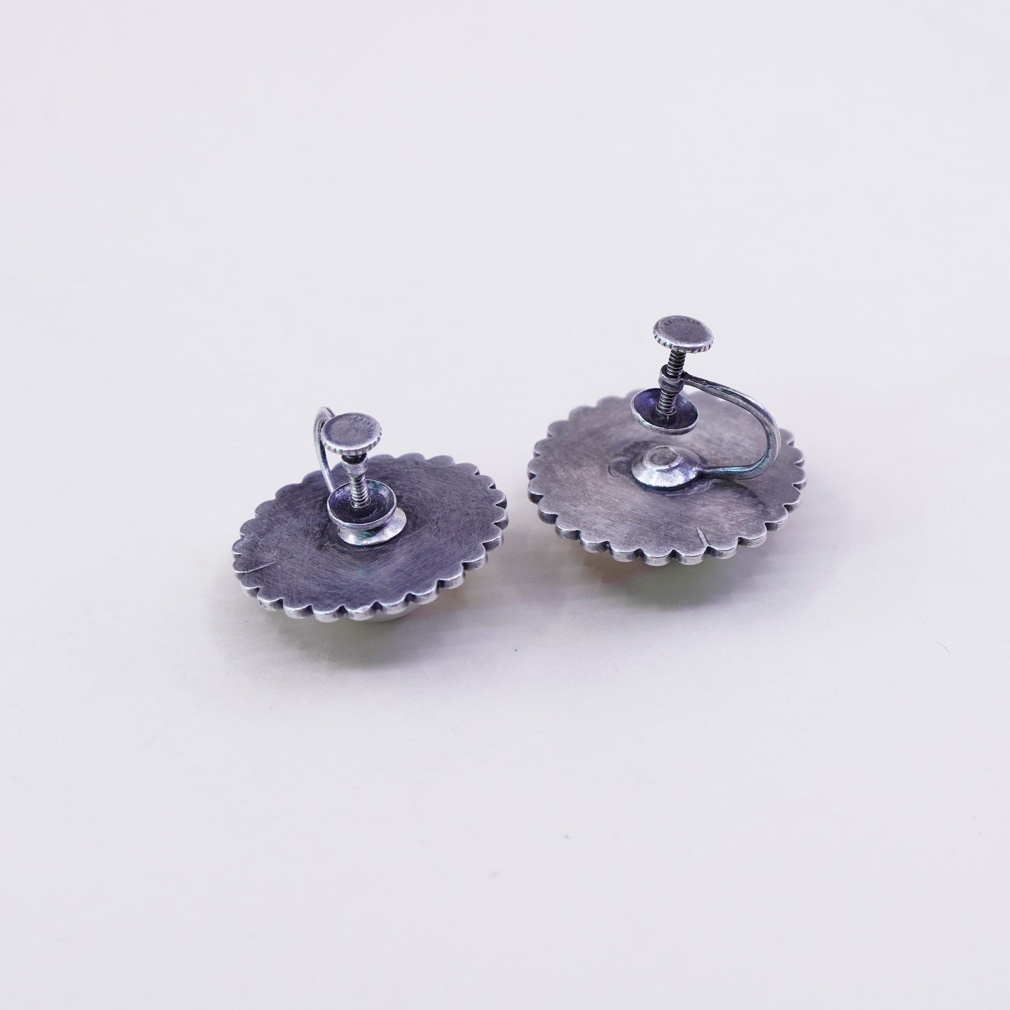 Vintage Sterling silver handmade earrings, 925 screw back ball earrings