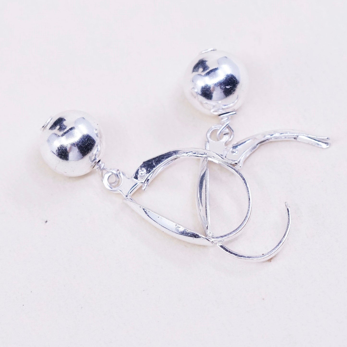 Vintage FAS sterling silver handmade earrings, 925 silver beads dangles