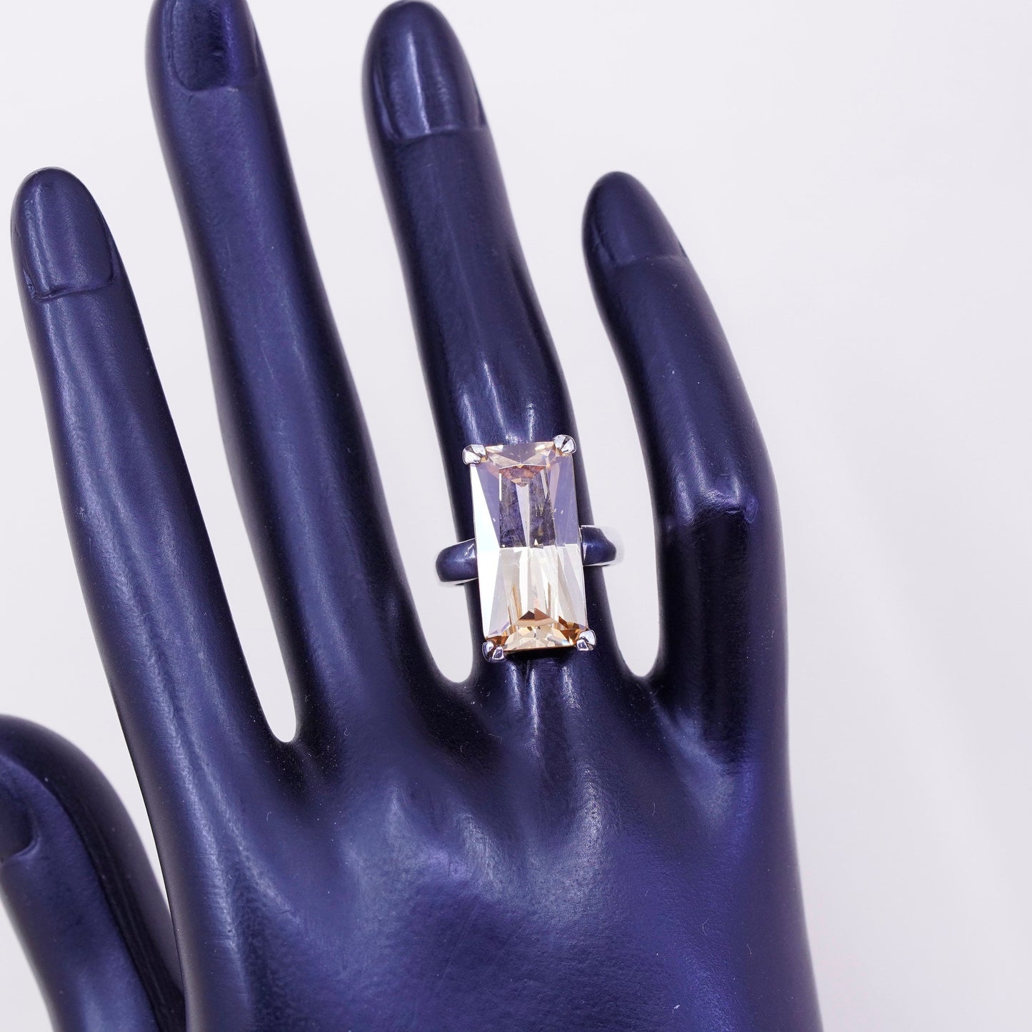 Size 6.25, vintage Sterling 925 silver handmade ring with citrine