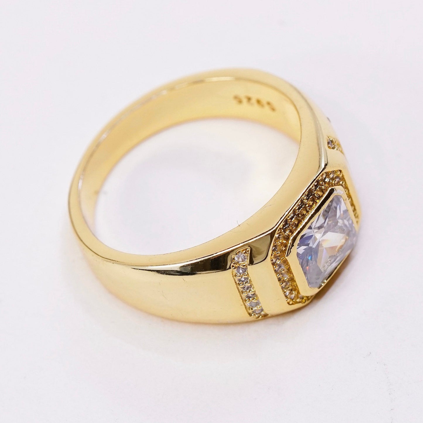 sz 11.25, vermeil gold over sterling silver CZ ring, 925 statement band