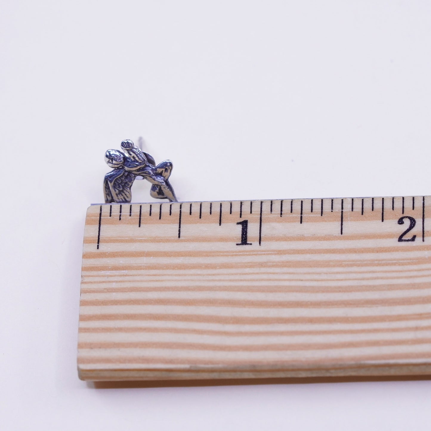 Vintage Sterling silver handmade earrings, 925 angel studs