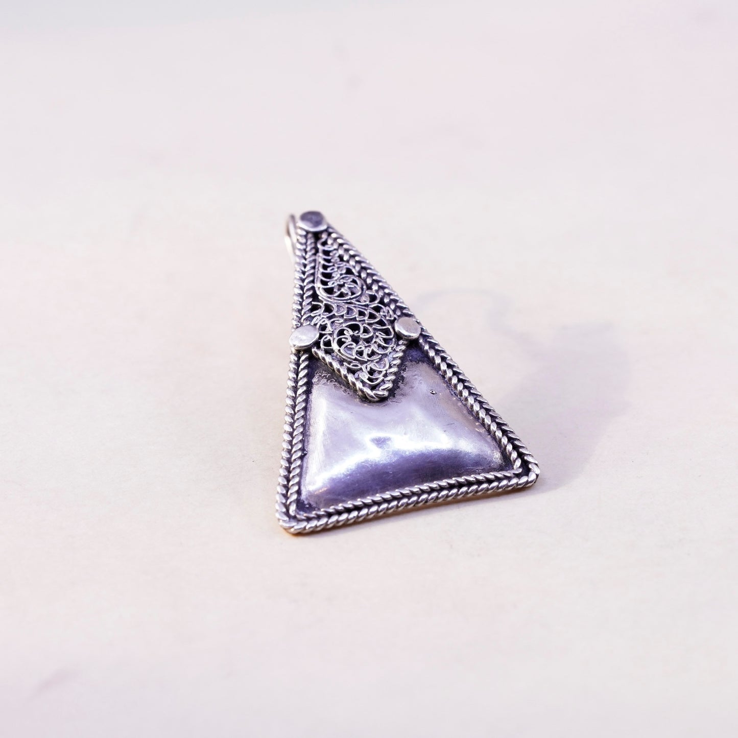 Vintage Sterling silver handmade earrings, 925 silver triangular dangles