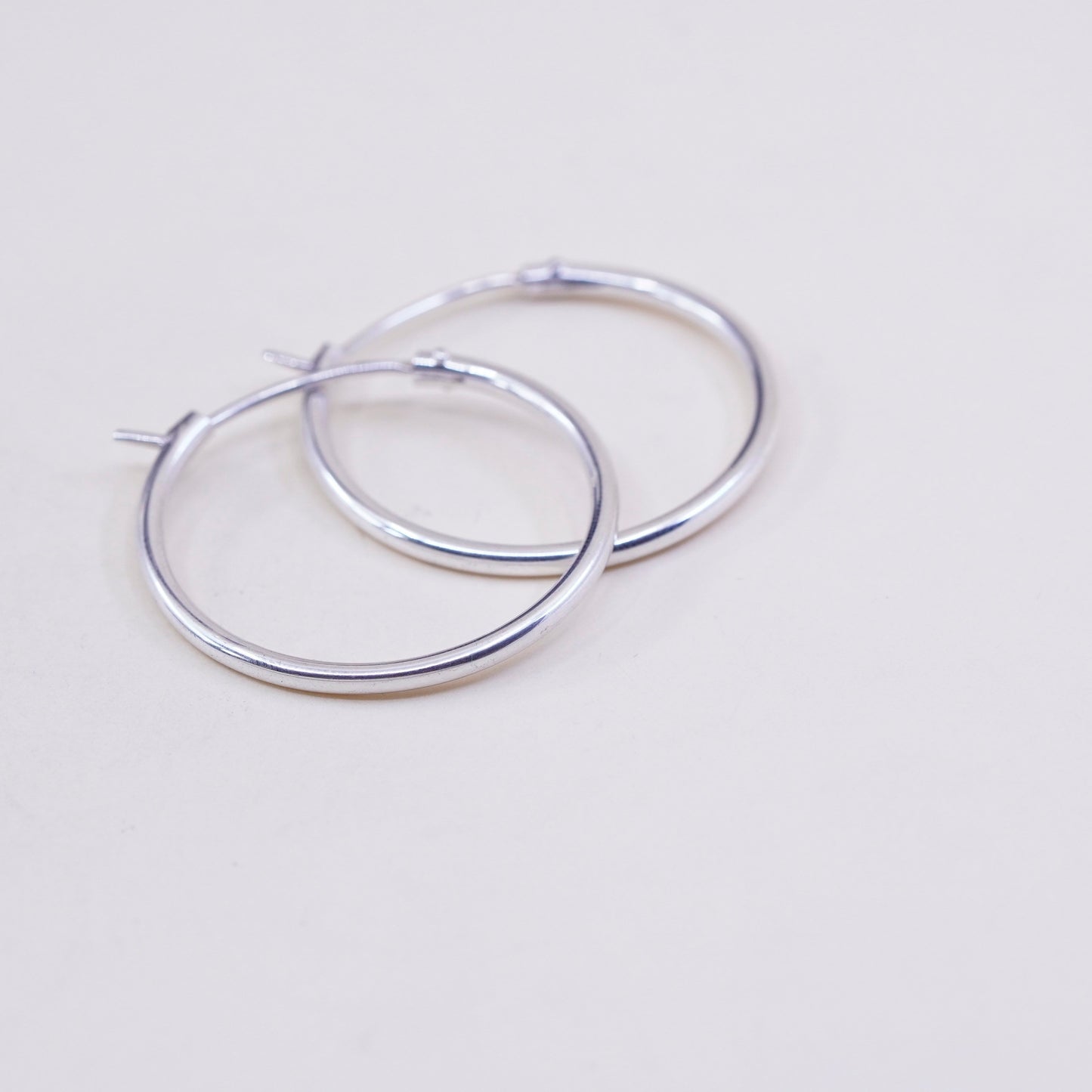 1.25”, Vintage sterling silver loop earrings, minimalist primitive hoops