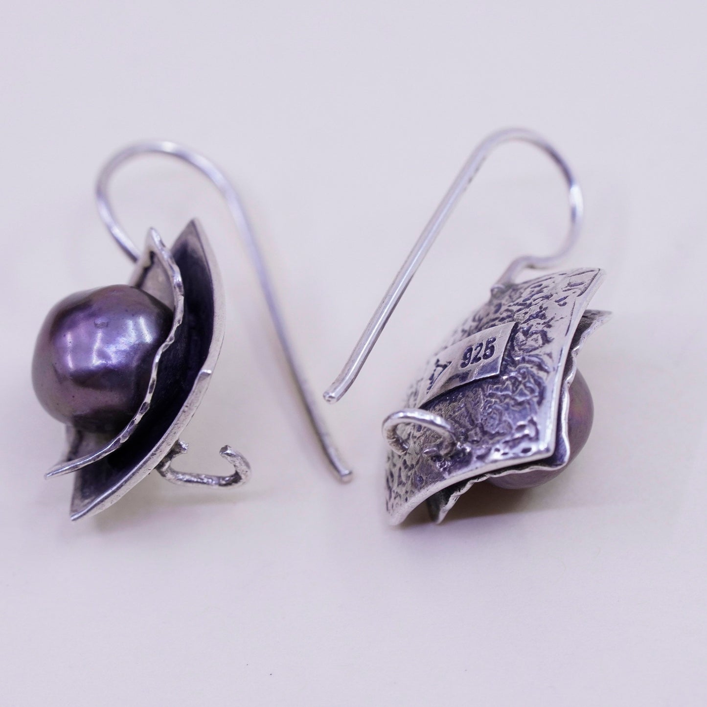 Rare! Silpada Sterling 925 silver handmade square earrings with pearl