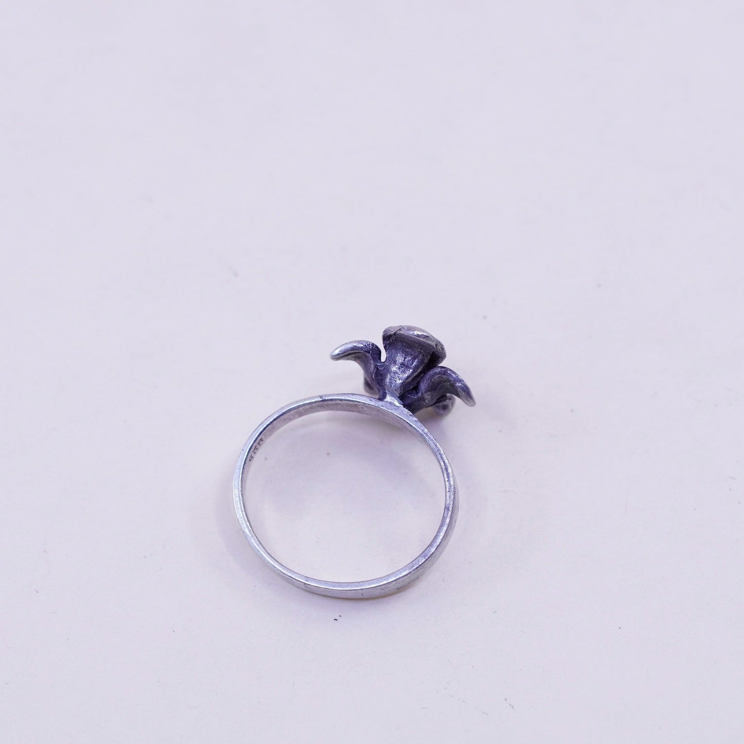 Size 5.5, vintage Sterling silver handmade ring, 925 lily flower