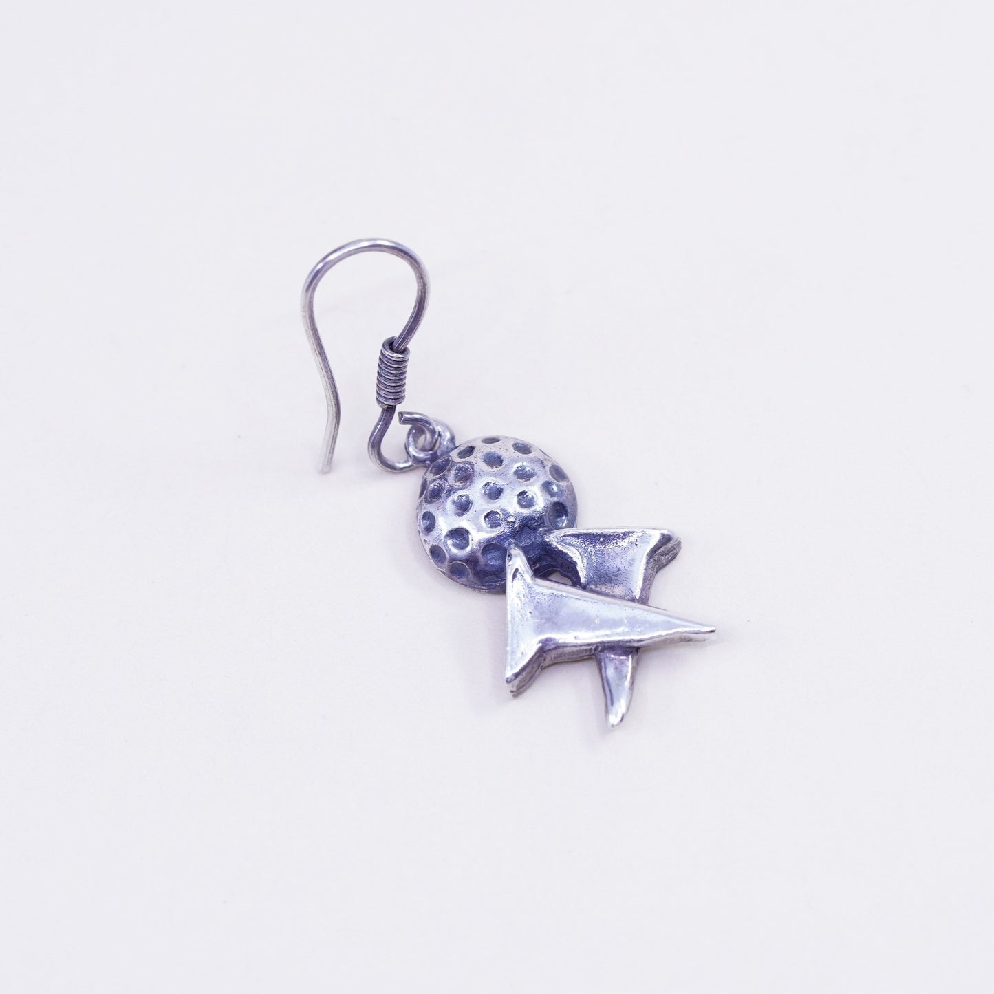 Vintage Sterling silver handmade earrings, 925 golf ball dangles