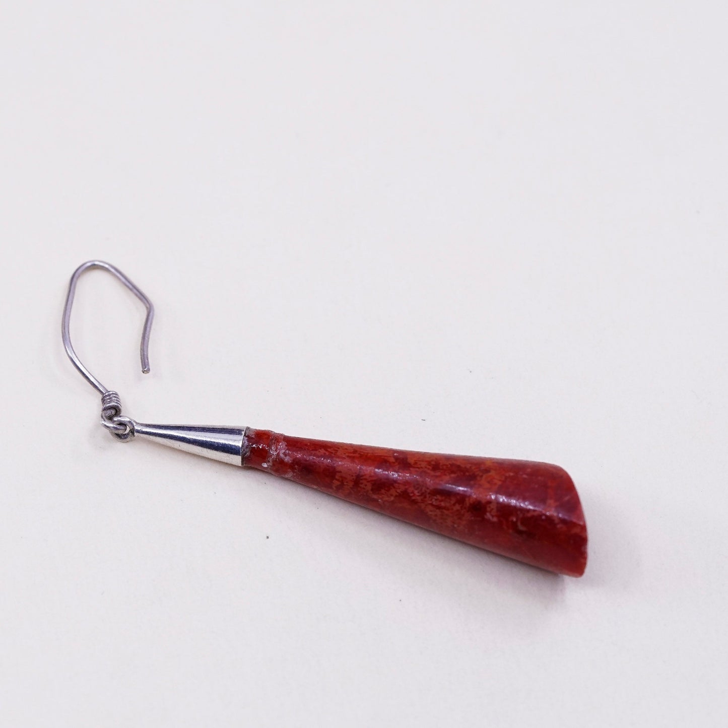 Vintage southwestern sterling silver handmade earrings, 925 teardrop coral