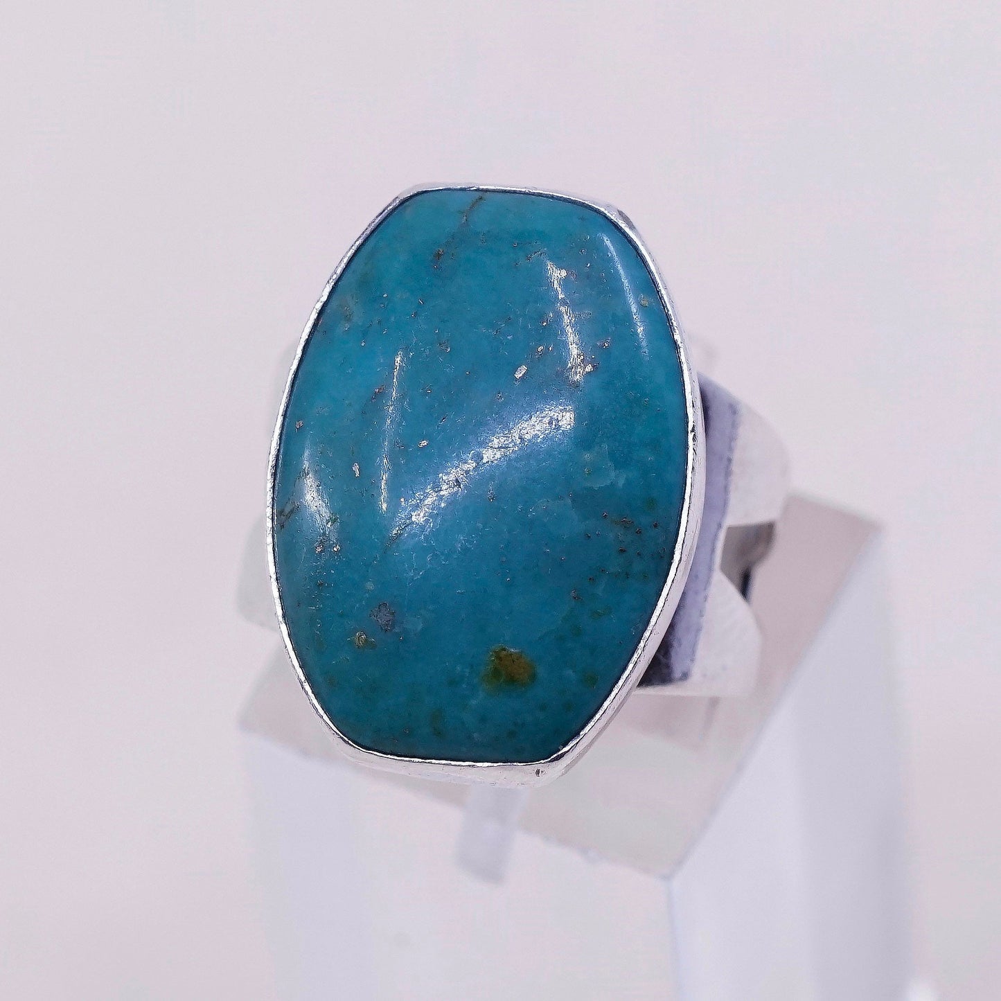 sz 7, VTG DTR sterling silver ring, handmade 925 ring w/ turquoise