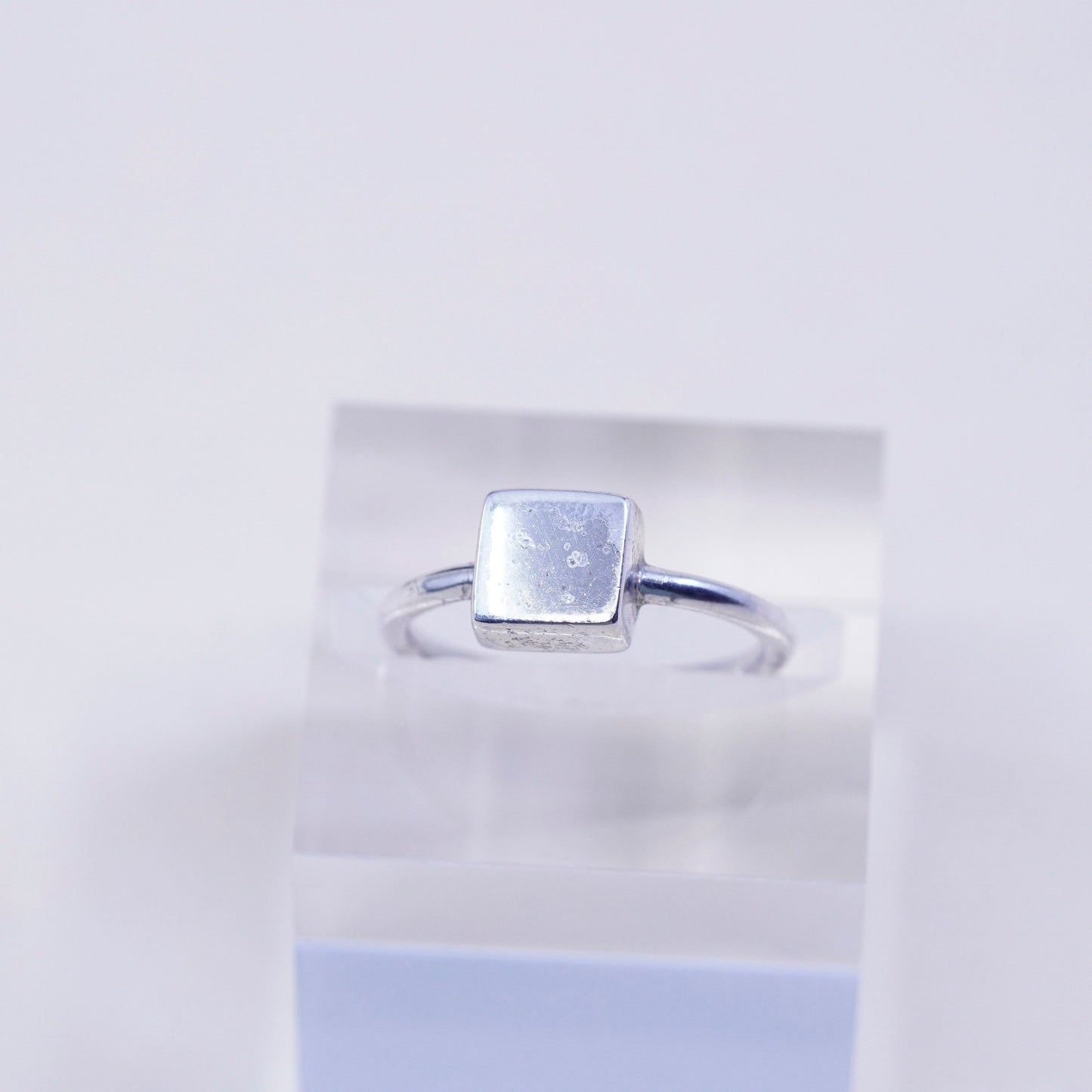 Size 8.5, vintage sterling 925 silver handmade ring with square