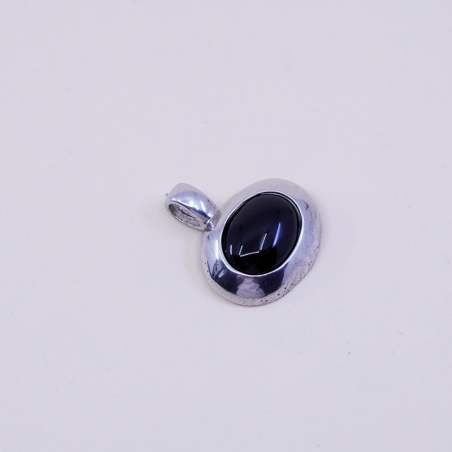 interchangeable handmade sterling silver pendant, 925 cage with oval black onyx