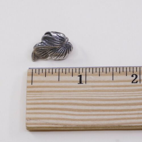 Vtg 925 Silver Handmade Screw Back Earrings Leaf Wings, Stamped Sterling