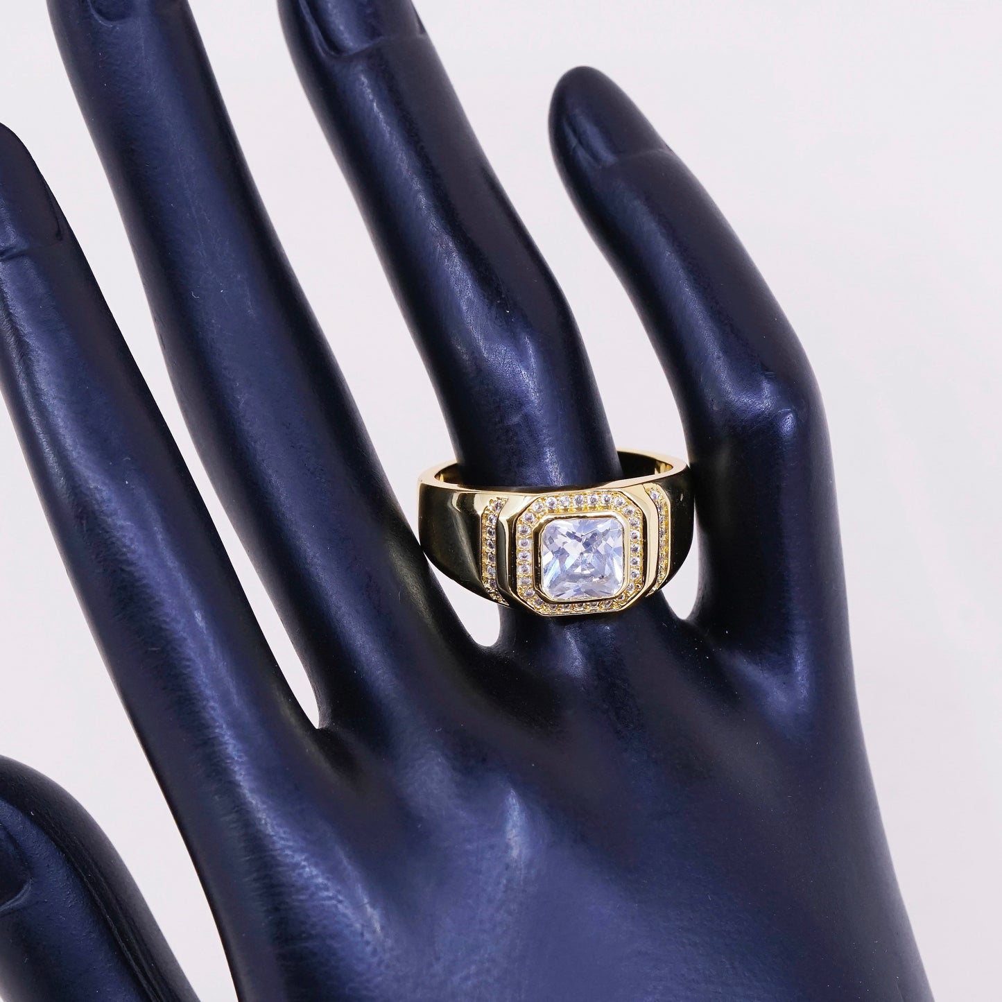 sz 11.25, vermeil gold over sterling silver CZ ring, 925 statement band