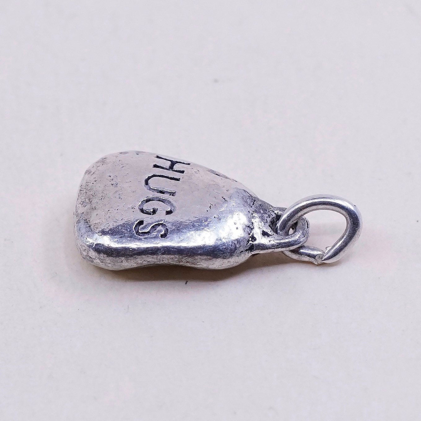 Vintage DV sterling silver Nugget charm, 925 pendant with “hugs”