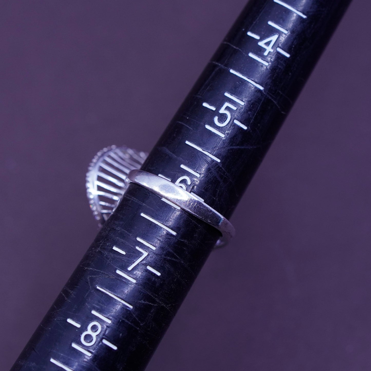 Size 6, vintage LUC Sterling 925 silver geometrical ring with pearl and Cz