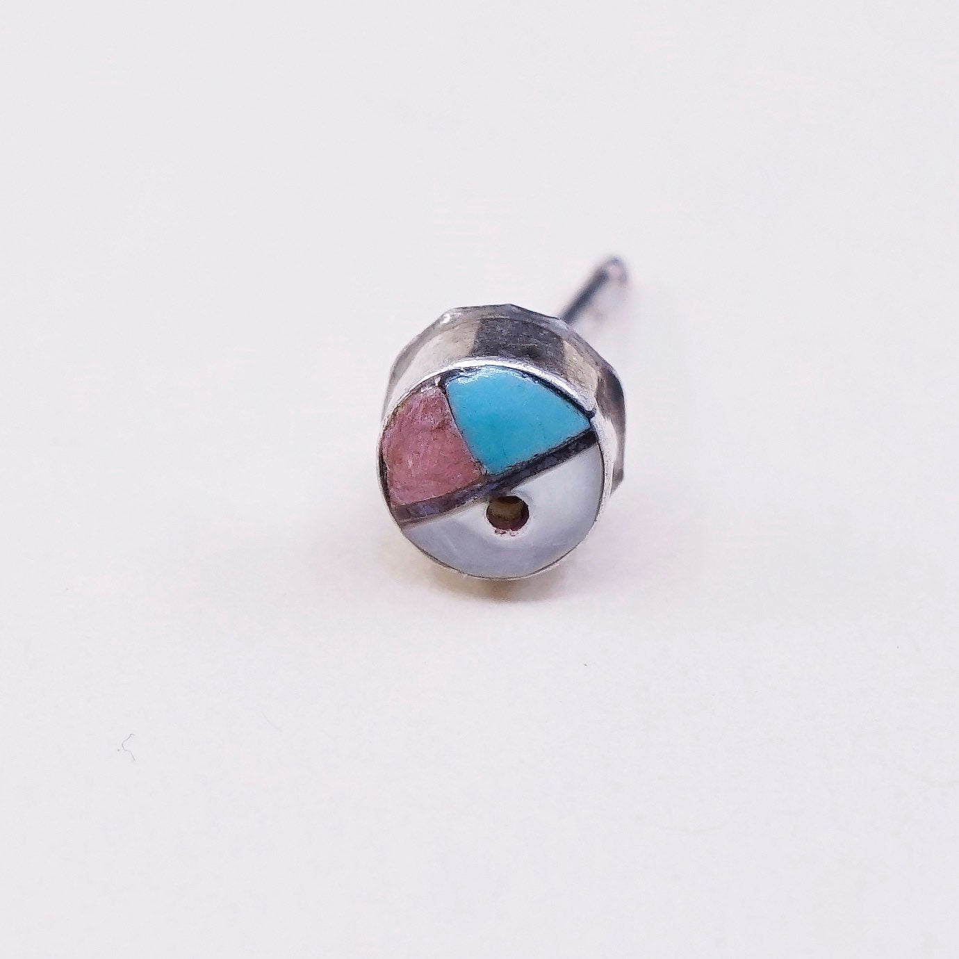 Native American Sterling silver handmade earrings, 925 Zuni Sunbonnet studs